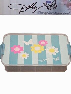 Dolly PartonButterfly Floral Stripe Divided Snack Box- Teal
